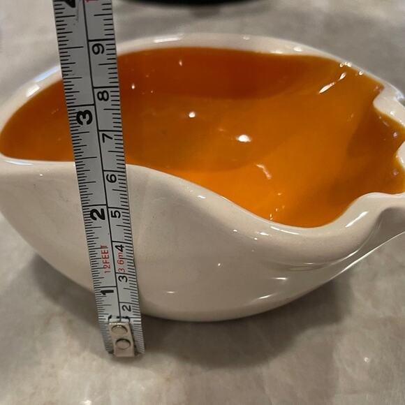 Vintage Bonwit Teller pottery dish ashtray orange and white France - Picture 12 of 12